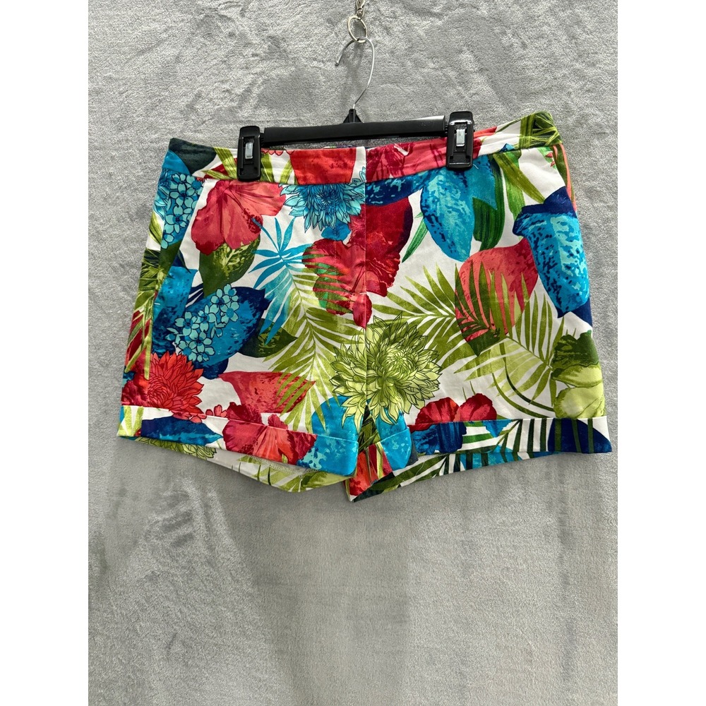 Attention Shorts Women White Floral Tropical Contemporary Fit 8 $